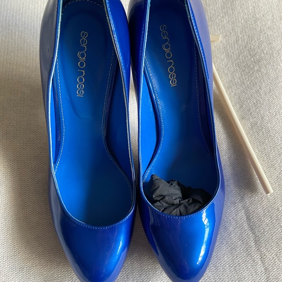 Sergio Rossi patent leather platform-sole pumps blue. Size 38 - Picture 12 of 12